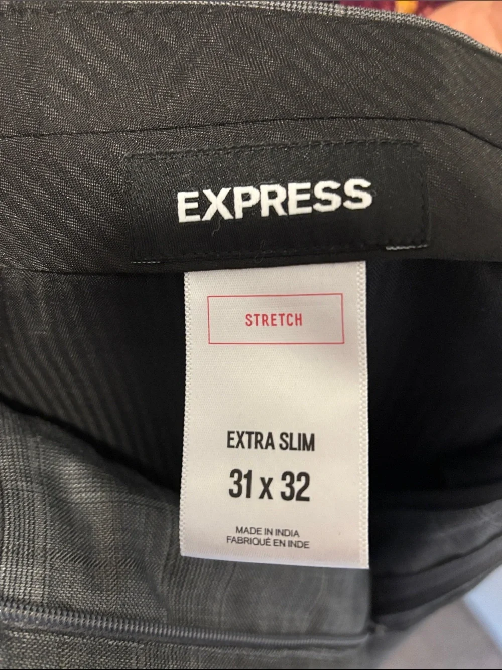 Express Men’s Gray Windowpane Plaid Suit Jacket & Pants